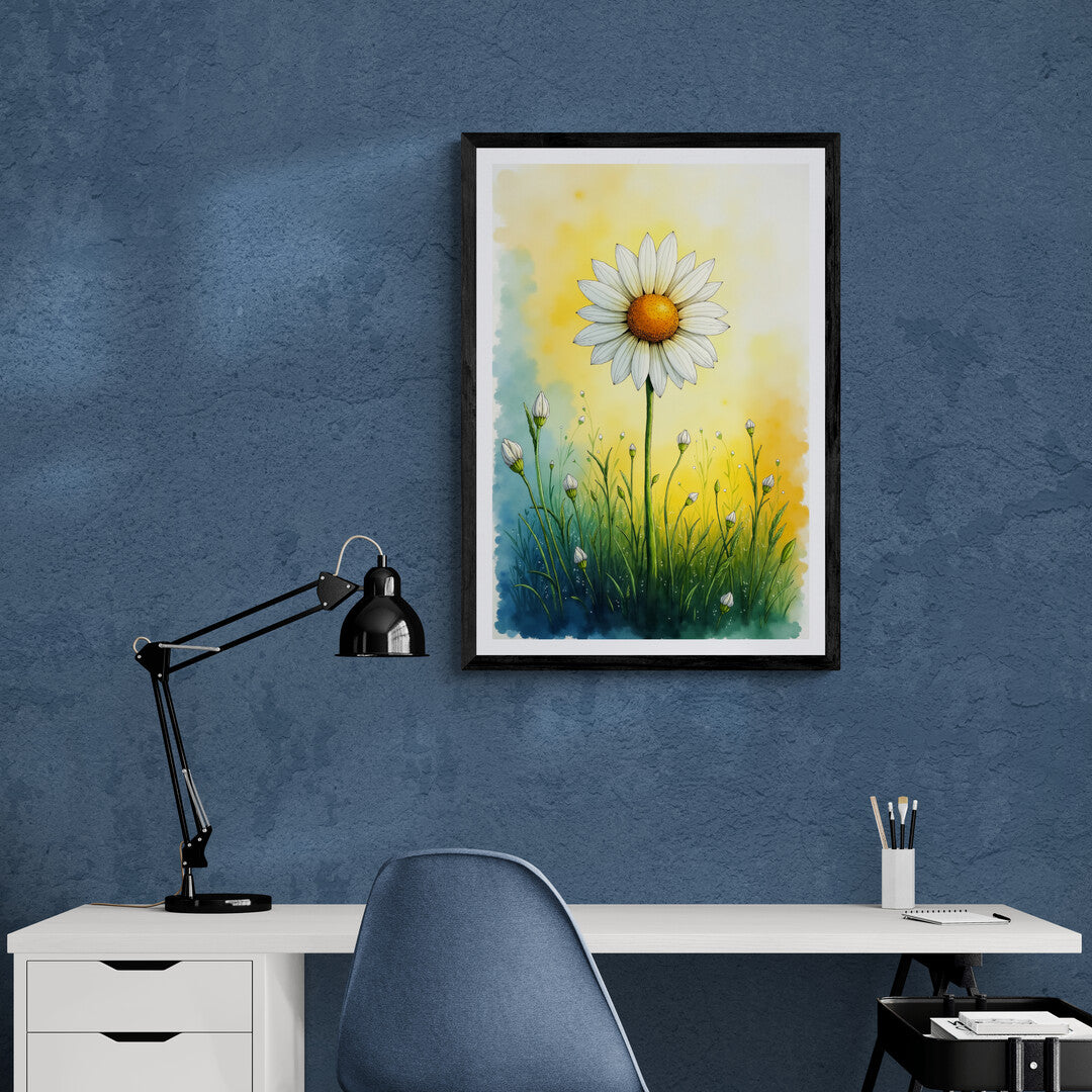 Shop online for 'Daisy Dreams at Dawn,' a calming nature-inspired art print perfect for modern home decor and wall art