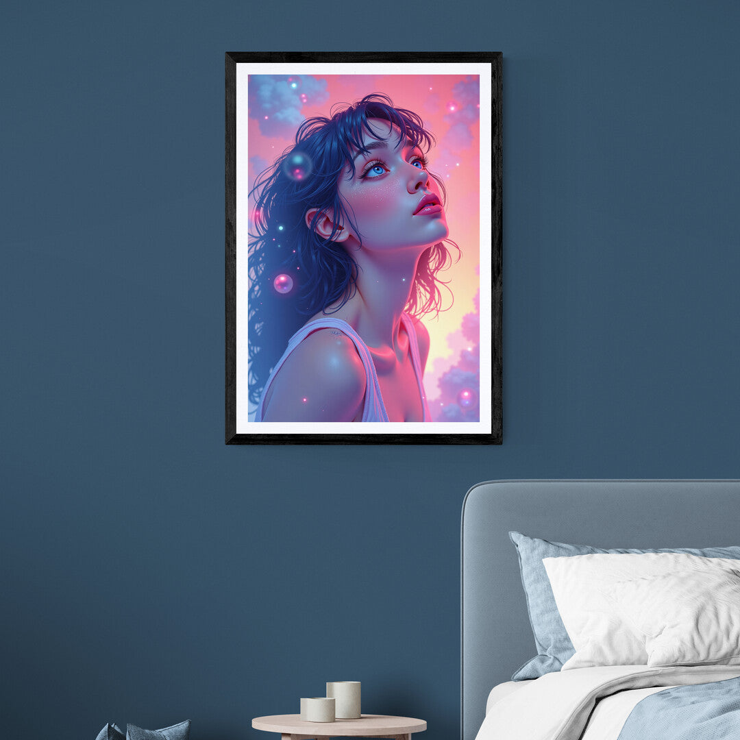 Premium poster of a celestial-themed artwork with vibrant colors, ideal for modern home decor and online wall art shopping