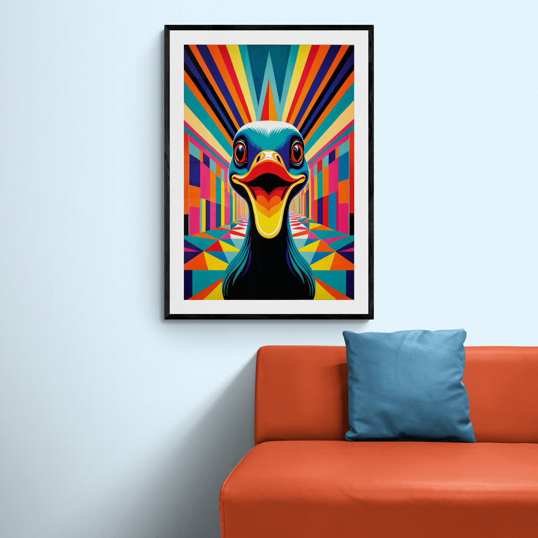 In a bold and whimsical scene, the picture features a "duckcore" theme rendered in the vibrant Fauvism pop art style. This eclectic and lively artwork combines the exaggerated colors and forms of Fauvism with the playful and quirky elements of pop art, creating a unique and eye-catching composition.