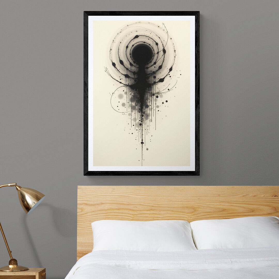 Minimalist art print with dramatic black ink design, ideal for elevating contemporary home or office decor