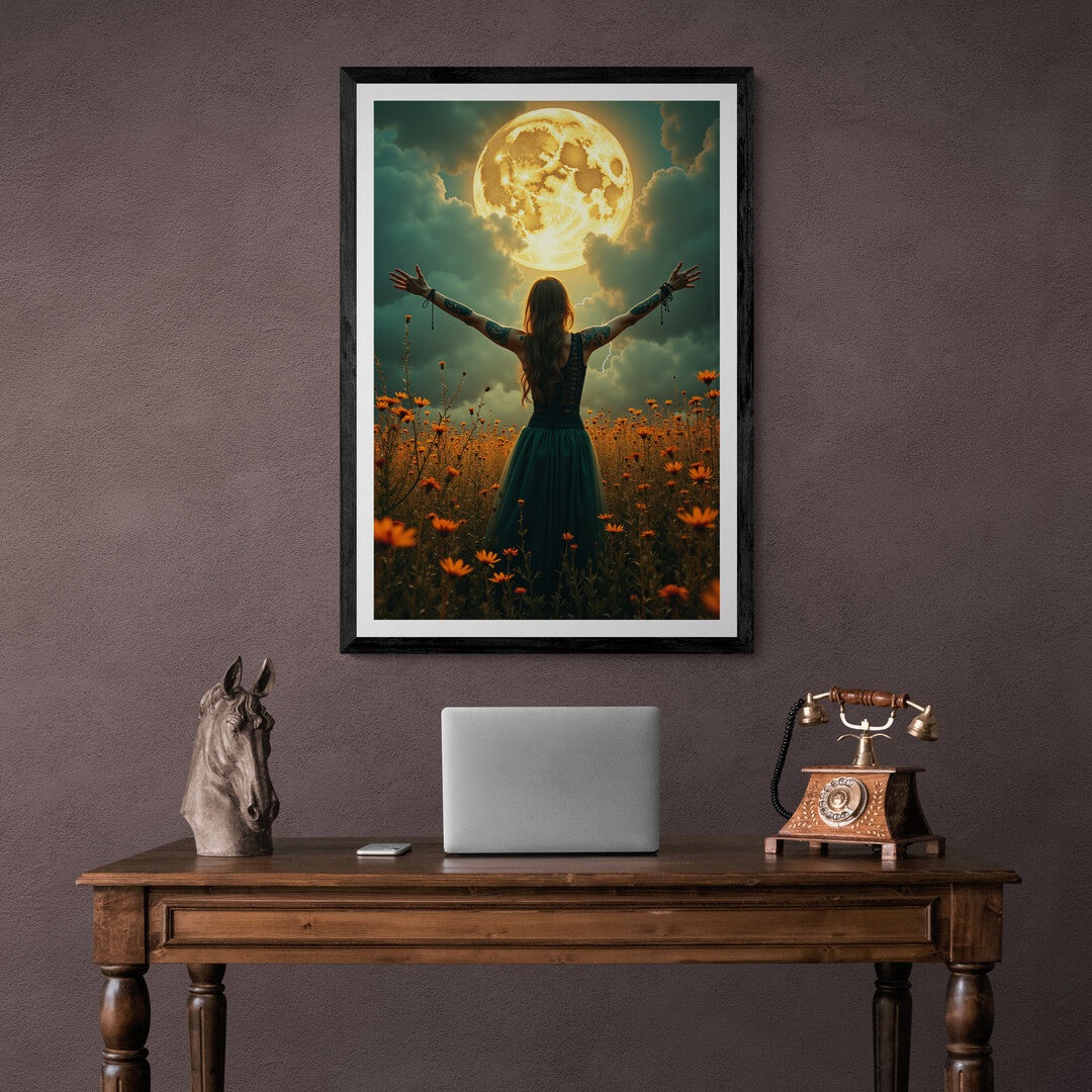 Stunning artwork of a mystical moonlit setting for premium posters and home décor, available for online shopping