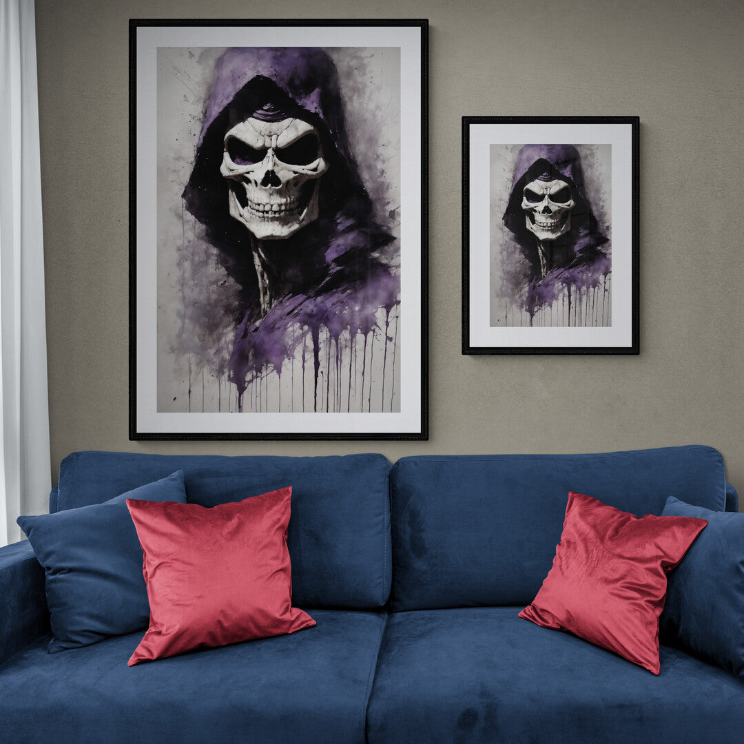 In a scene that combines dark fantasy with an intense sense of malevolence, a maniacal Skeletor commands the viewer's attention. This depiction captures the essence of a villain whose very presence evokes fear and fascination.