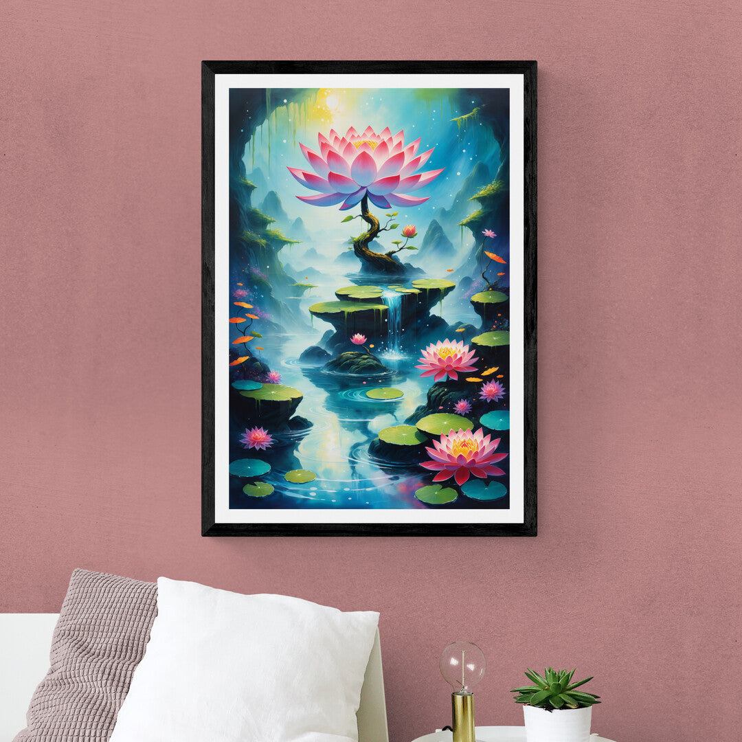 In an enchanting and surreal composition, the picture features an otherworldly flower set in a fantastical landscape. The scene exudes a sense of magic and wonder, drawing the viewer into a realm of imagination and beauty.