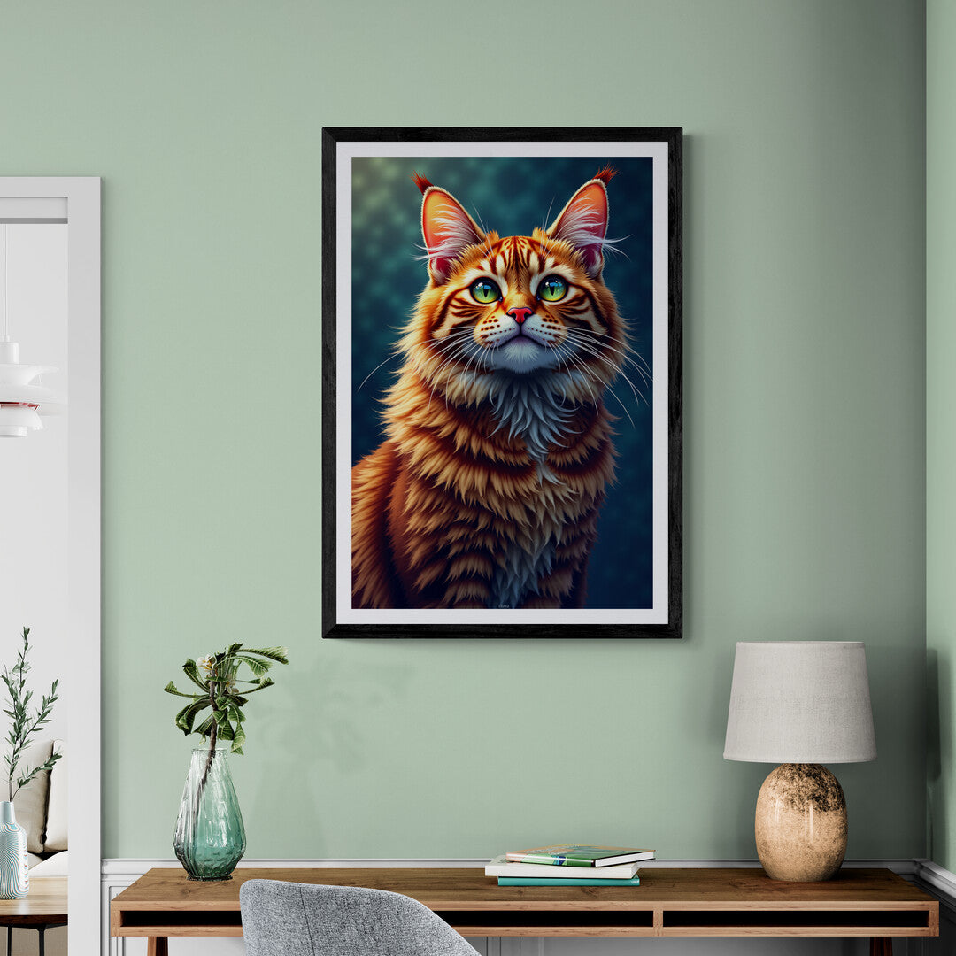 Beautiful tabby cat with intricate details, ideal for art prints and online wall decor shopping