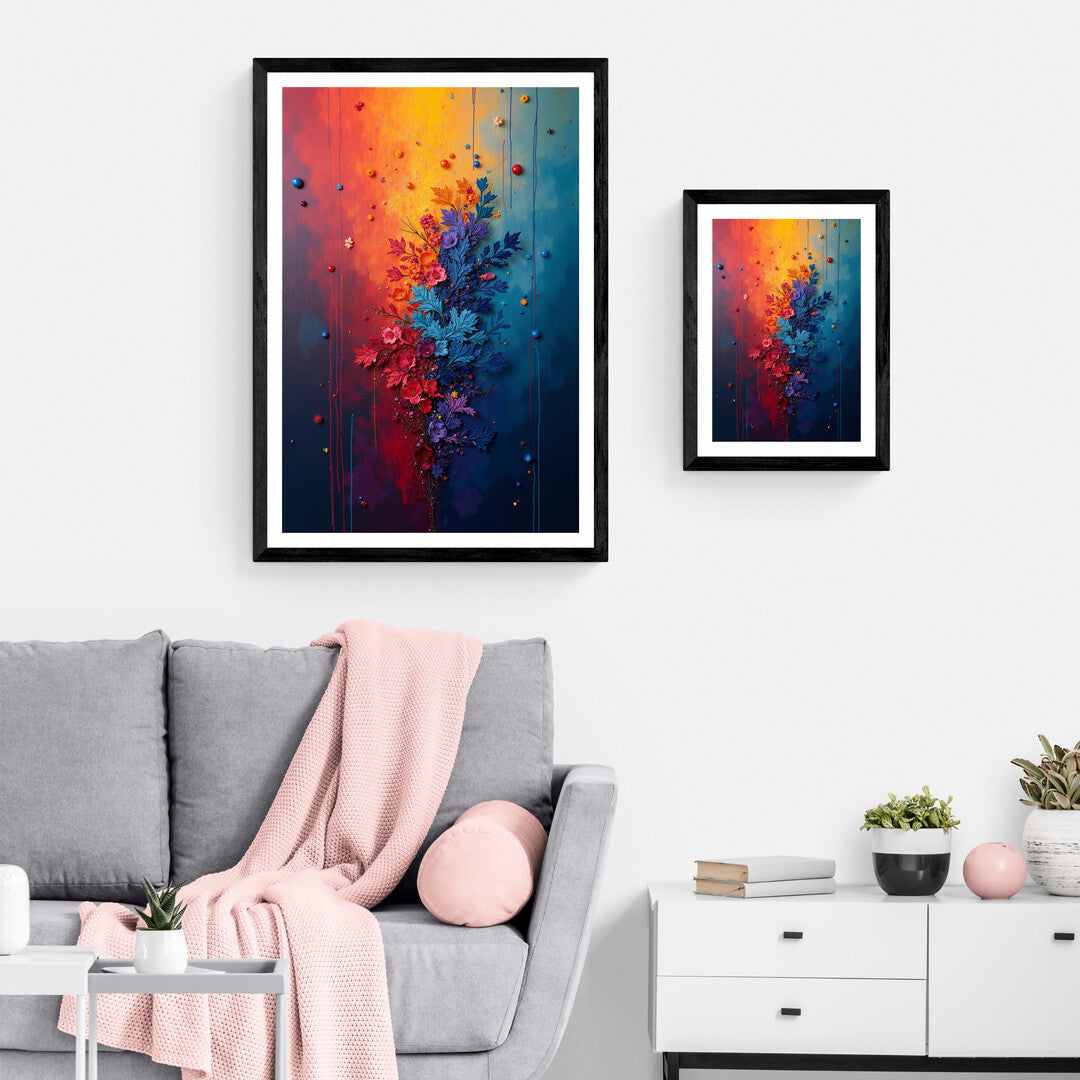 Radiant nature-inspired wall art featuring detailed flowers and vivid hues, perfect for stylish home decor and premium art collections