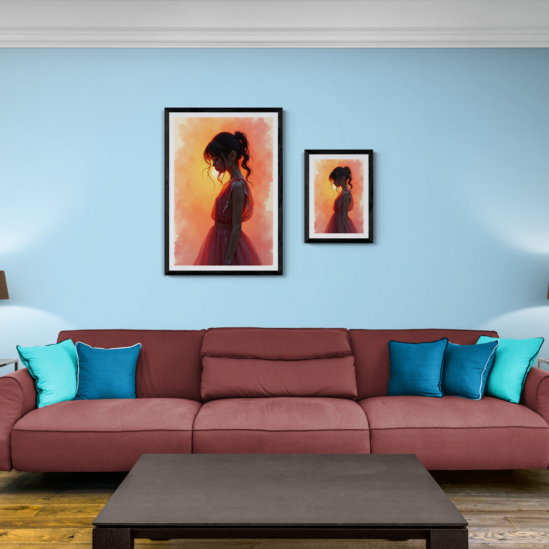 Whispers of the Sunset – vibrant wall art showcasing a serene silhouette in warm tones