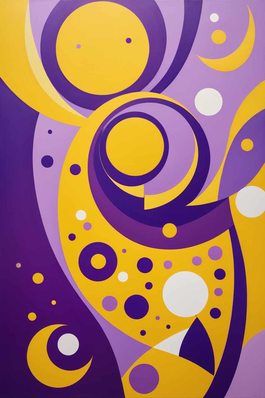 In a striking and modern scene, an image showcasing yellow and purple avant-garde aesthetics commands attention. This composition is a bold exploration of color, form, and texture, pushing the boundaries of traditional art and design.