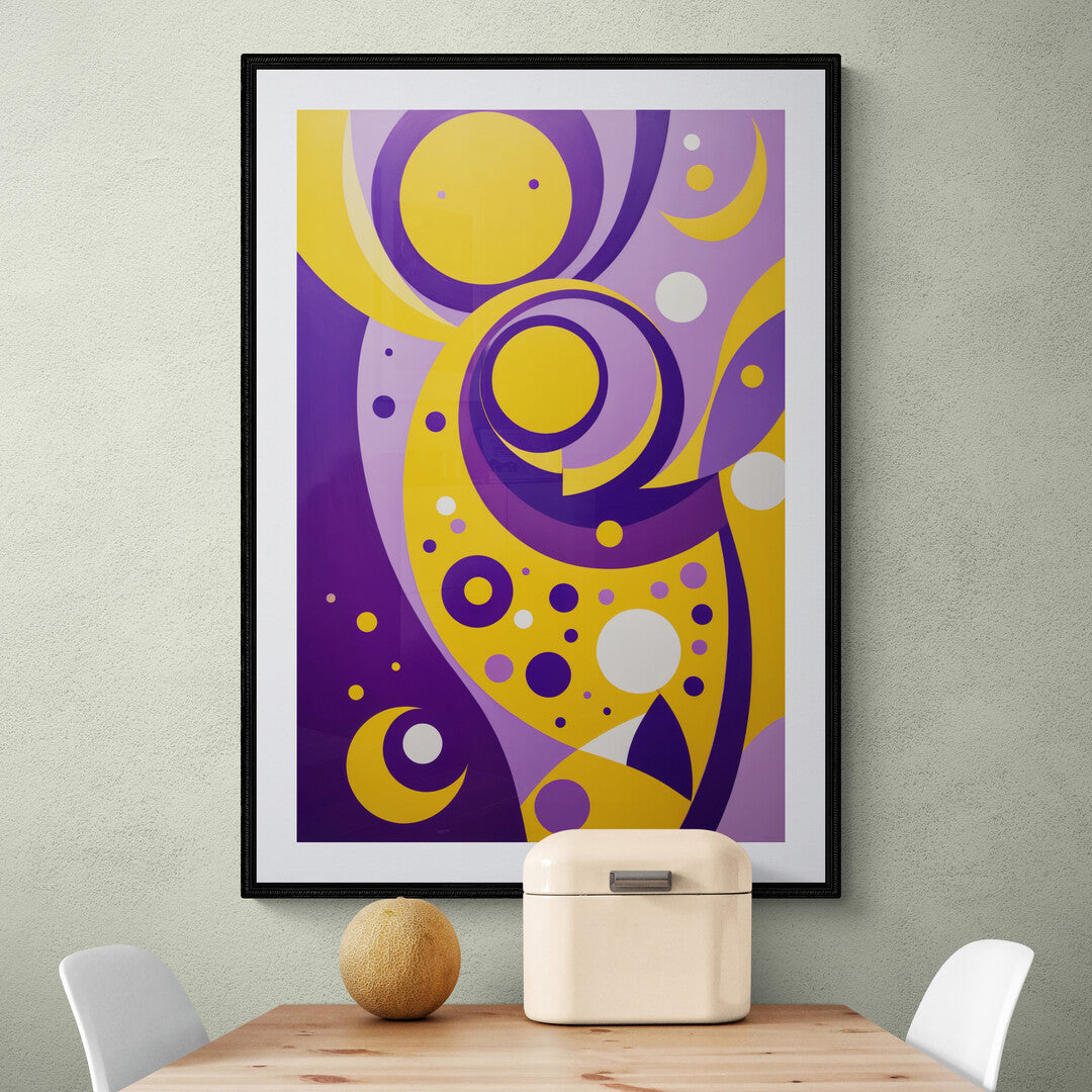 In a striking and modern scene, an image showcasing yellow and purple avant-garde aesthetics commands attention. This composition is a bold exploration of color, form, and texture, pushing the boundaries of traditional art and design.